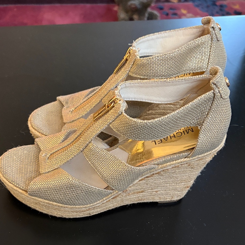 Michael Kors Shimmering Gold Wedges